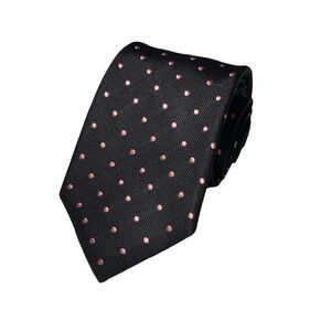 Hawes & Curtis mens black pink polka dot pattern 100% silk neck tie EUC